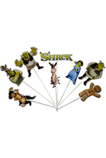 OEM Χάρτινο διακοσμητικό τούρτας, με θέμα τον Σρεκ, για γενέθλια - 8 τεμάχια