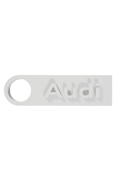 OEM Breloc chei, "AUDI", 20X 70 mm alb ivory
