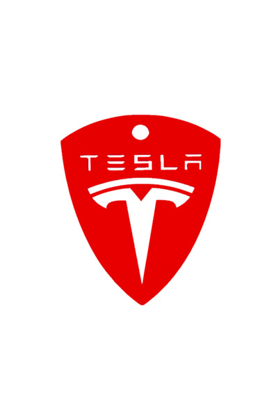 OEM Μπρελόκ,  "Tesla ", 60 x 50 χιλ., κόκκινο