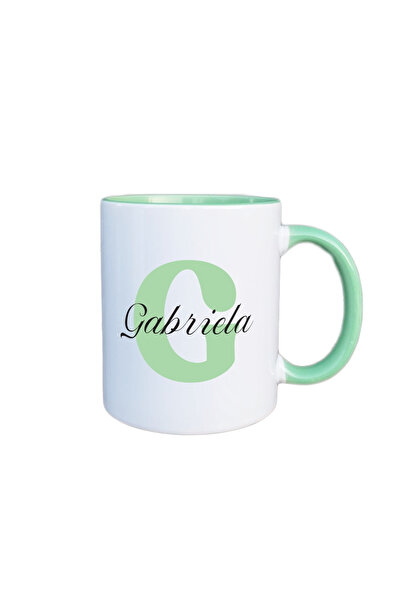 AFFIX THE DIFFERENT PERSPECTIVE Personalized mug, white with green interior a...