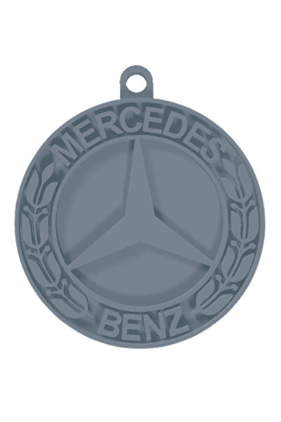 OEM Μπρελόκ, "MERCEDES", 42Χ37 χιλ. ασημί