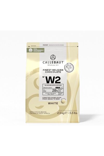 Callebaut W2 Belgian White Chocolate 28% Cacao 22% Milk 5.51 lb Premium Bakin...