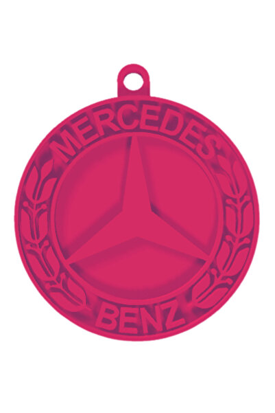 OEM Breloc chei, "MERCEDES", 42X 37 mm roz zmeuriu