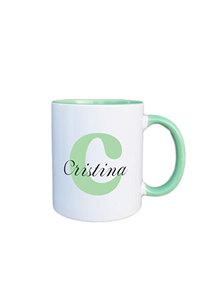 AFFIX THE DIFFERENT PERSPECTIVE Personalized mug, white with green interior a...