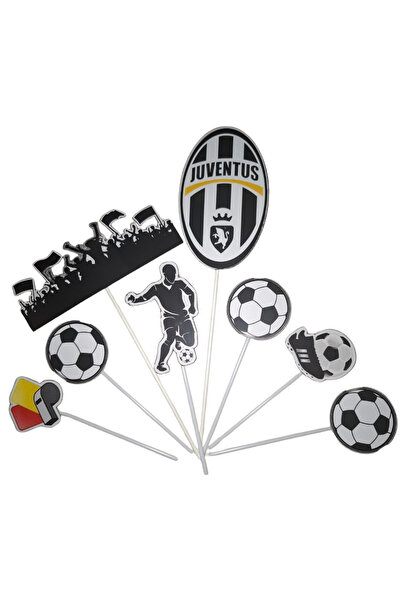 OEM Χάρτινη διακόσμηση για τούρτα, με θέμα τη Γιουβέντους, για γενέθλια - 8 τ...