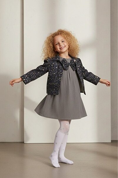 s.t. sebat tekstil Girl's Jacketed Dress Set Gray