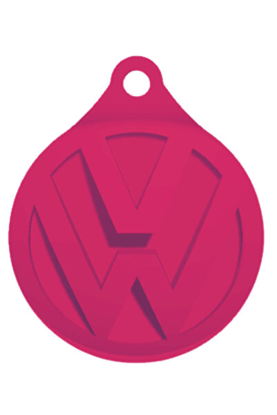 OEM Μπρελόκ, "VW", 60x50 χιλ. ροζ βατόμουρο