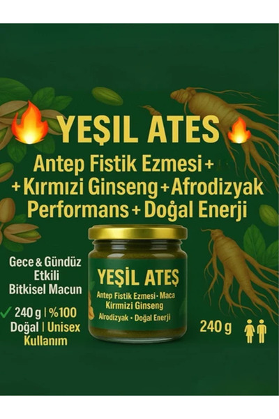 KIRKAĞA DOĞAL GIDA ÜRÜNLERİ Yeşil Ateş Unisex Ginsengli Bitkisel Macun 240 gr...
