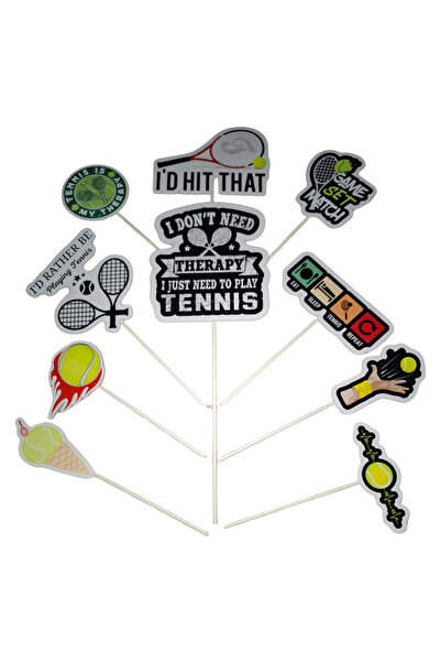OEM Χάρτινα διακοσμητικά για τούρτα, με θέμα τους λάτρεις του τένις - 10 τεμάχια