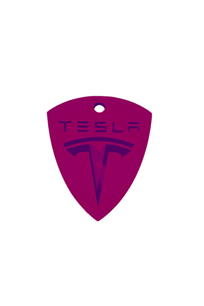 OEM Μπρελόκ,  "TESLA ", ροζ βατόμουρο 60 X 50 χιλ.