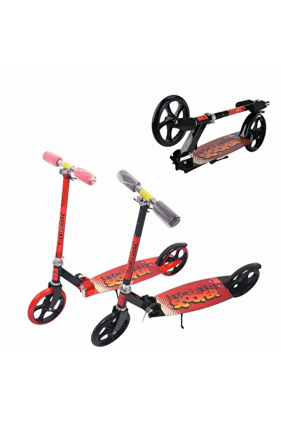 Bsr Children's scooter, 2 wheels, foldable, with brake+jack, steel, red+black...