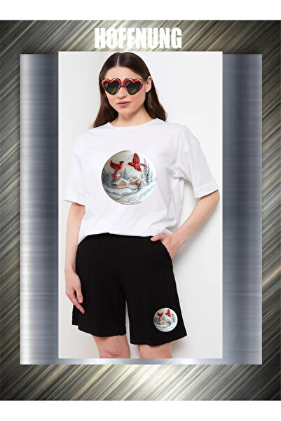 HOFFNUNG Unisex Casual Short Sleeve Set with 2Red Birds Print Outdoor Spring/...