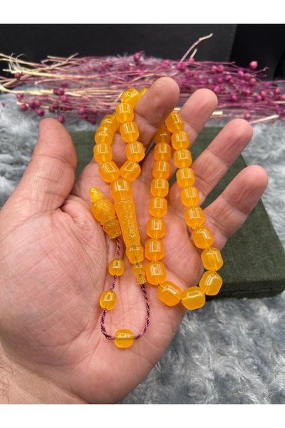 Kttesbihaksesuar NAKKAŞ İMAME SARI 10x11 mm AKRİLİK TESBİH