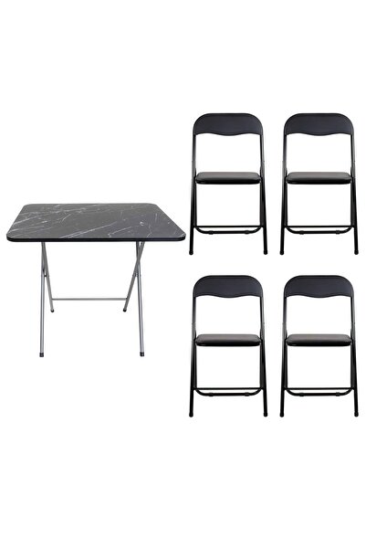 FOXMAG24 Masă pliabilă cu blat din MDF, dimensiuni 60x80x70cm, neagră plus 4 ...