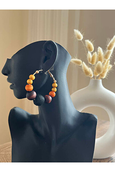 Büyük Hanım Wooden Colored Bead Style Earrings