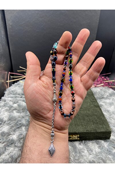 Kttesbihaksesuar 7x11 mm BONİBON SÜRMELİ TOZ KEHRİBAR TESBİH KAPLAMA PÜSKÜLLÜ...