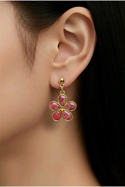 Dodemert Home Burgundy Daisy Polymer Clay & Epoxy Design Earrings (Stainless ...