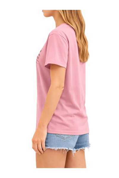 LAND MODA Unisex Vintage Newspaper Printed Oversized Pink T-Shirt 100% Cotton Streetwear