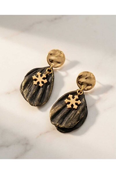 Dodemert Home Black Leaf Polymer Clay & Epoxy Design Earrings (Stainless Stee...