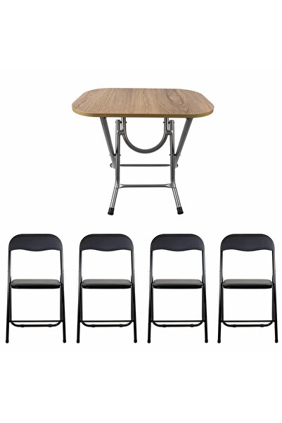 FOXMAG24 Masă pliabilă cu blat din MDF, dimensiuni 50x80x75 cm plus 4 x scaun...