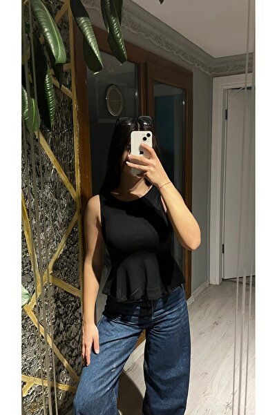 RosaCo Fırfır Detay Bisiklet Yaka Bluz