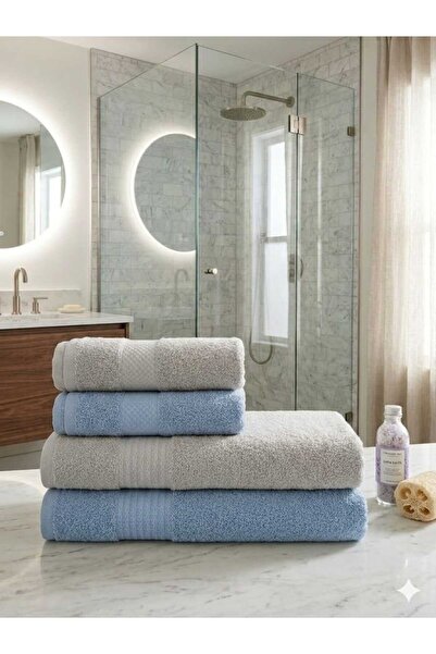 ÖZteks 4 LÜ BANYO HAVLU SETİ-HAMAM TAKIMI 2 ADET 90-150 CM BANYO HAVLUSU 2 AD...