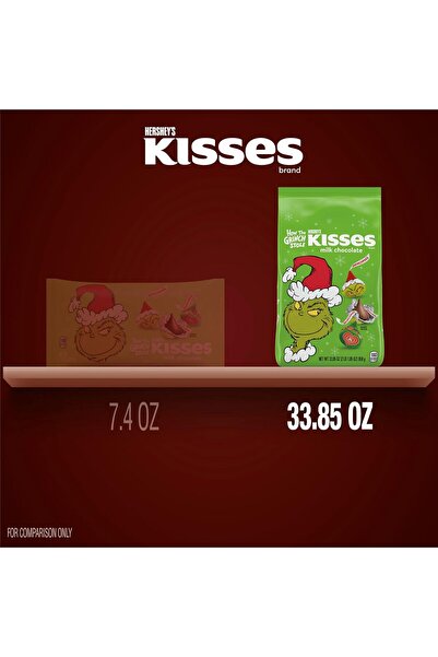 Hershey's KISSES Grinch Milk Chocolate, Christmas Stocking Stuffer Candy Bulk...