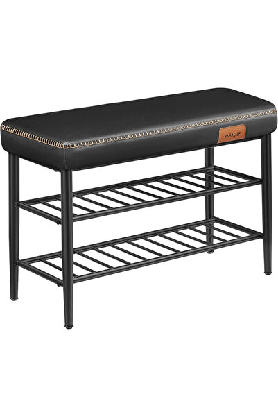 VASAGLE EKHO Shoe Bench with Storage Space, PU Upholstered Seat, Metal Frame,...