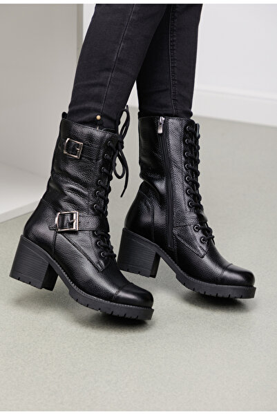 Dasha Ghete dama negre din piele cu doua catarame