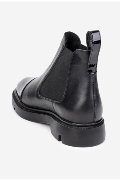 Dasha Ghete dama negre din piele naturala box cu detaliu lacuit