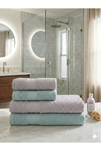 ÖZteks 4 LÜ BANYO HAVLU SETİ-HAMAM TAKIMI 2 ADET 90-150 CM BANYO HAVLUSU 2 AD...