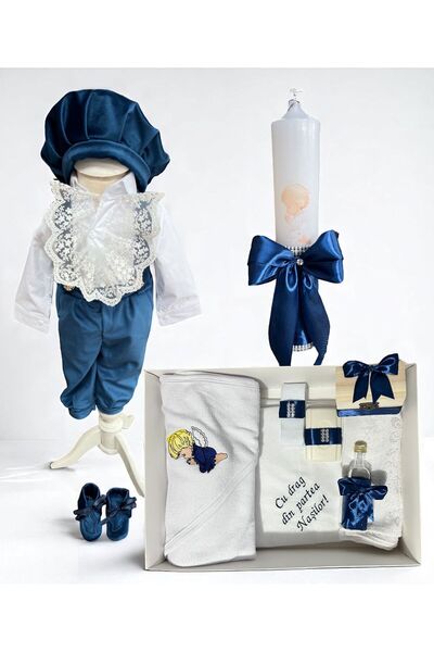 Your Baby Store Set complet pentru botez baiat cu aripi- bluemarin cu costuma...