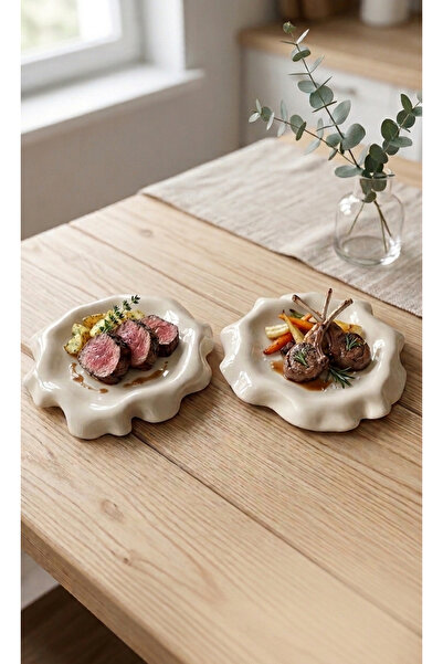 Arden Ceramic Handmade Wavy Edge Ceramic Presentation Plate Set (2 Pieces) – ...