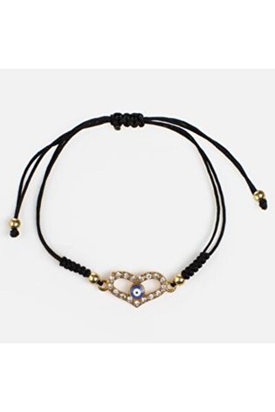Evil Eye Macrame Bracelet with Golden Heart & Blue Eye