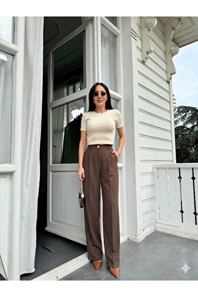 IŞILDA FASHION إيشيلدا بحزام مطاطي بنطلون واسع الأرجل