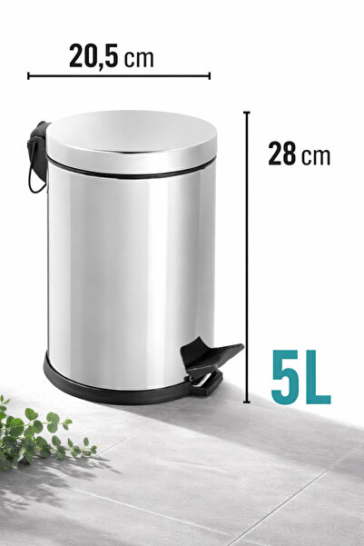 Yufira Life 5 LT Pedallı Çöp Kovası Paslanmaz Çelik, İç Kovalı,Yavaş Kapanır,...