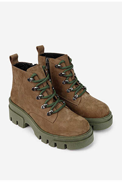 Dasha NUR women's brown Leather boots with green details