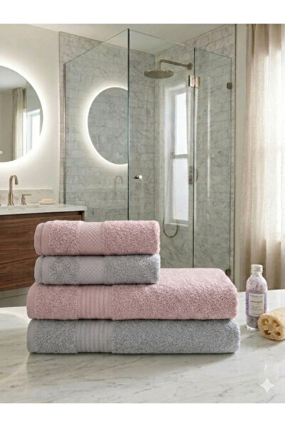 ÖZteks 4 LÜ BANYO HAVLU SETİ-HAMAM TAKIMI 2 ADET 90-150 CM BANYO HAVLUSU 2 AD...