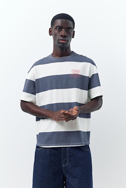 Pull & Bear Çizgili boxy t-shirt