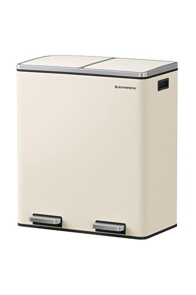 SONGMICS Double Trash Can 2x30L, with pedals and soft-close lid, inner bucket...