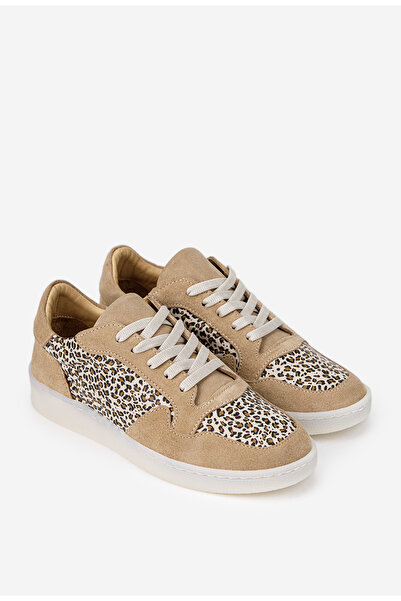 Dasha NUR women's beige Leather shoes with Animal Print details