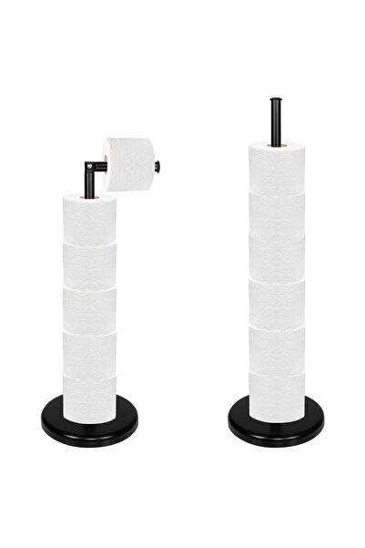 SERSIMO Suport hartie igienica 2 in 1 cu tija mobila, 68.5cm, negru