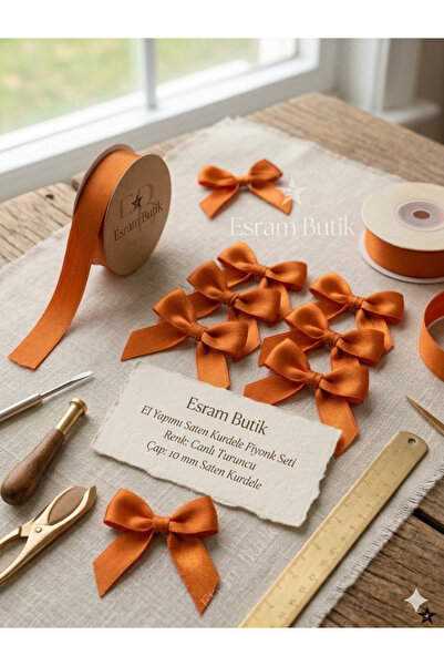 Esram Butik Orange Bow Satin Ribbon 10 Mm- Wedding Favors, Gift Decoration, B...
