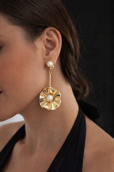 1PARÇAMAVİ Special Flower Series Non-Perforated Clip-On Women's Earrings