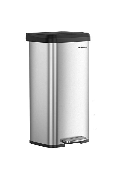 SONGMICS Cos de gunoi din inox, 68 L cu pedala, capac soft close, filtru de c...