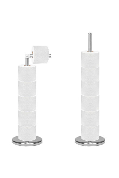 SERSIMO Suport hartie igienica 2 in 1 cu tija mobila, 68.5cm, argintiu