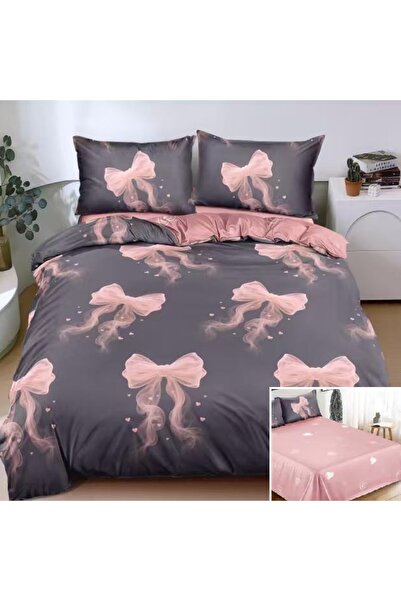 OEM Lenjerie de pat, 2 persoane, bumbac satinat, 4 piese, cu imprimeu, LSN4723