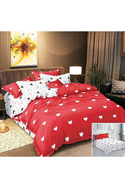 OEM Lenjerie de pat, 2 persoane, bumbac satinat, 4 piese, cu imprimeu, LSN4536