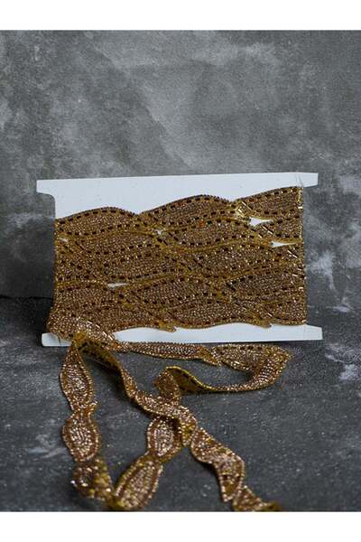 ARN Iron-On Rhinestone Decorative Ribbon - Crystal-Effect Decorative Tape gol...