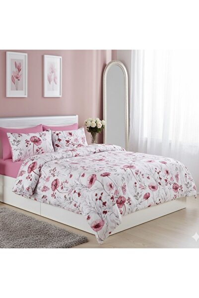 Pucioasa Σεντόνια διπλού κρεβατιού, Elvo ροζ παπαρούνες